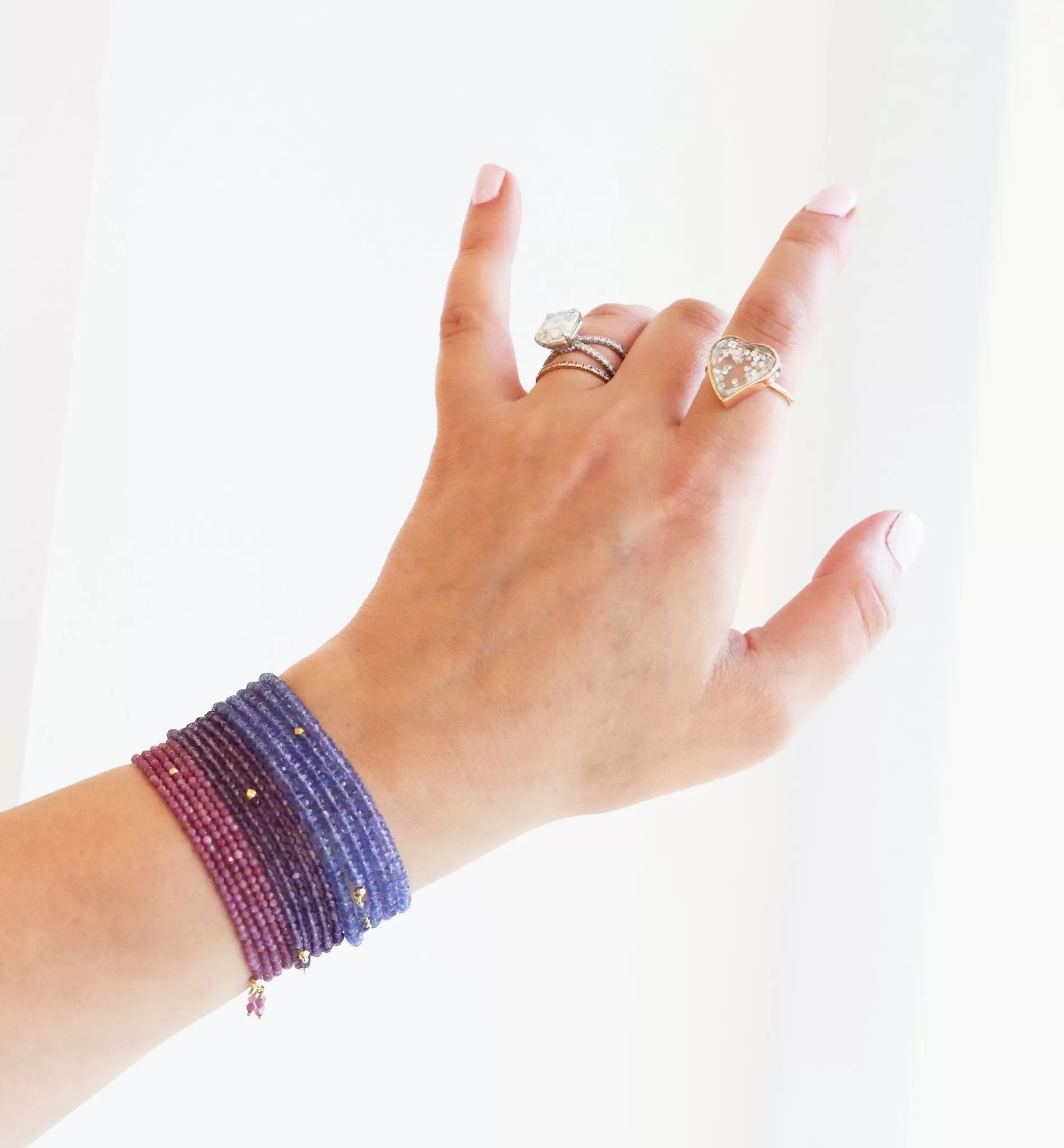 Faceted Tanzanite Beaded Wrap Bracelet