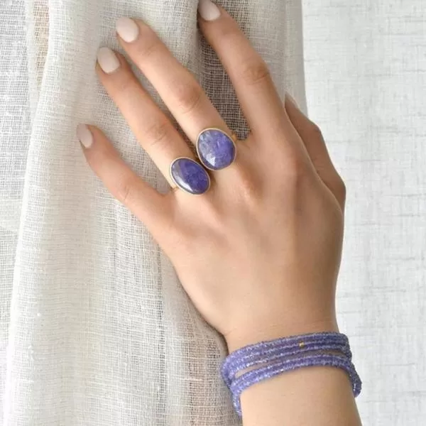 Faceted Tanzanite Beaded Wrap Bracelet