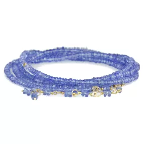 Faceted Tanzanite Beaded Wrap Bracelet