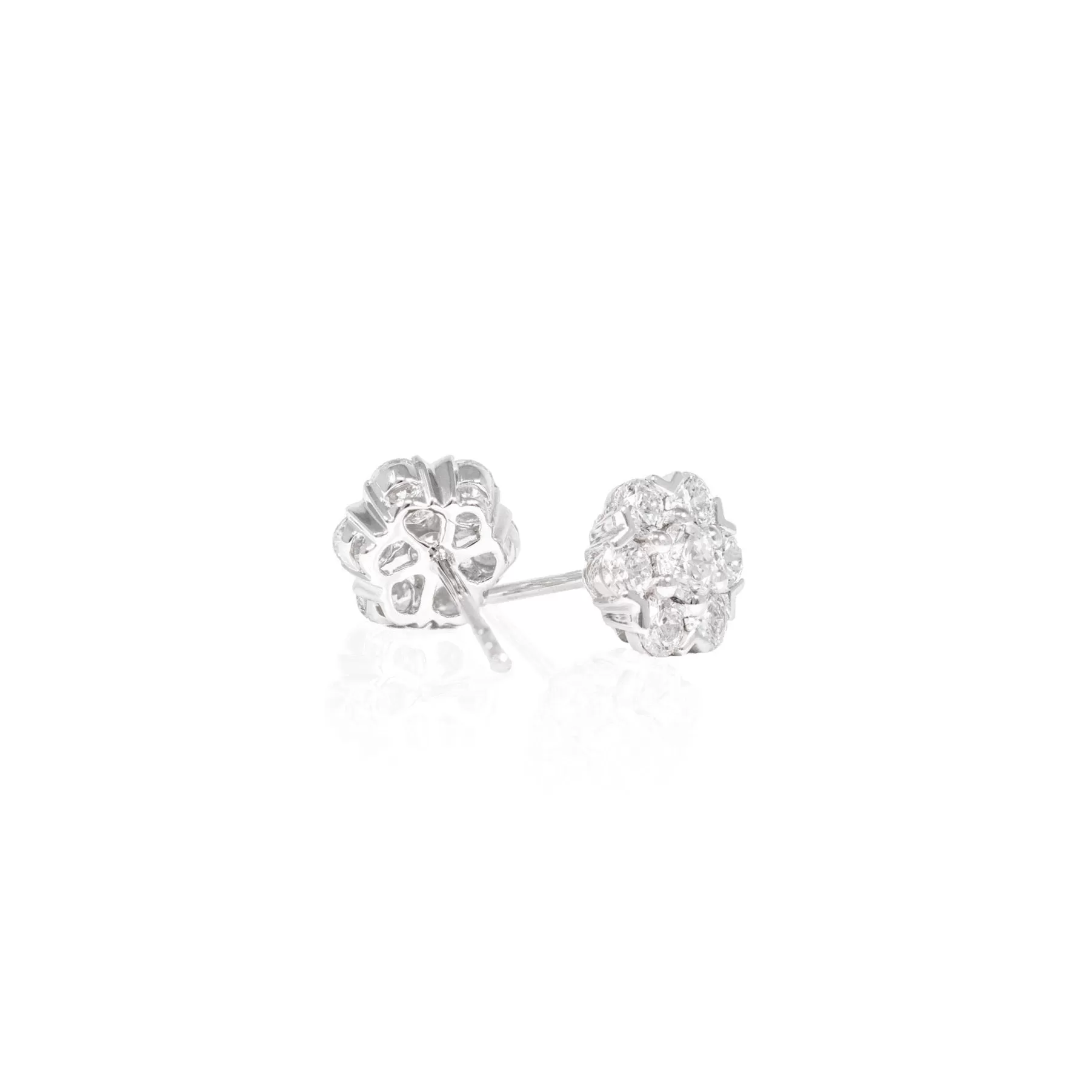 Florette Cluster Diamond Stud Earrings in 18K White Gold