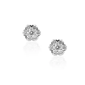 Florette Cluster Diamond Stud Earrings in 18K White Gold