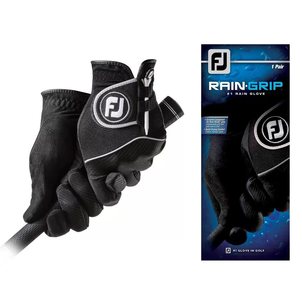 FootJoy RainGrip Black Golf Gloves (1 Pair)