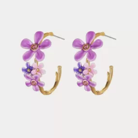 Forget-Me-Not Flowers Hoop Earrings