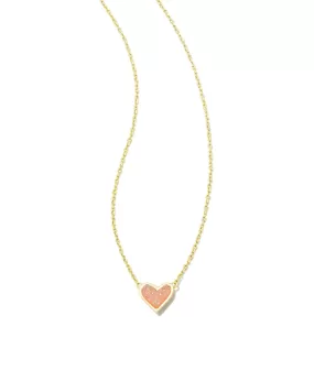 Framed Ari Heart Pendant Neckalce in Gold Light Pink Drusy by Kendra Scott