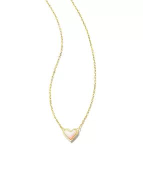 Framed Ari Heart Pendant Necklace in Gold White Opalescent Resin by Kendra Scott