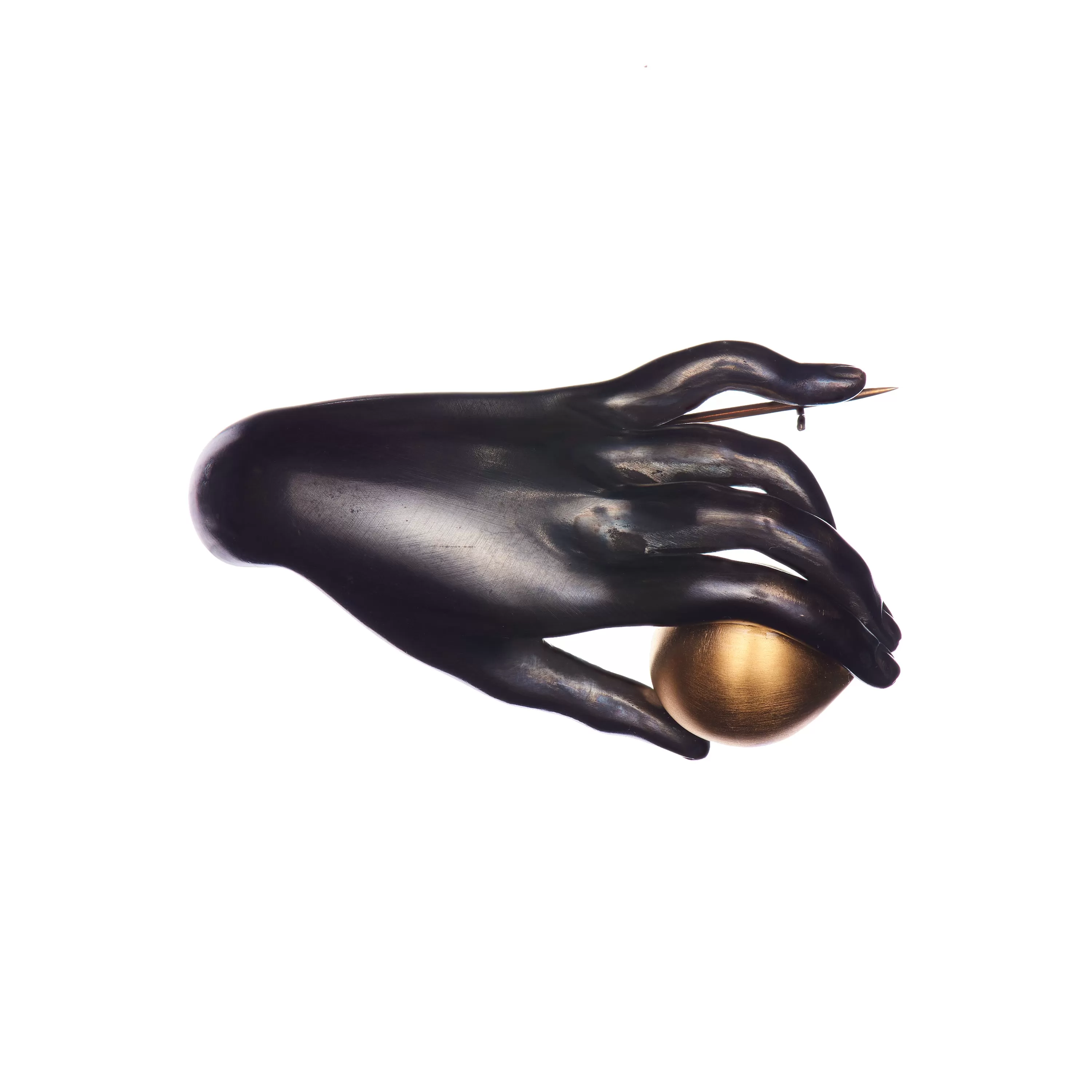 Gabriella Kiss Sterling Bronze Canova Hand with Vermeil Plum Pin