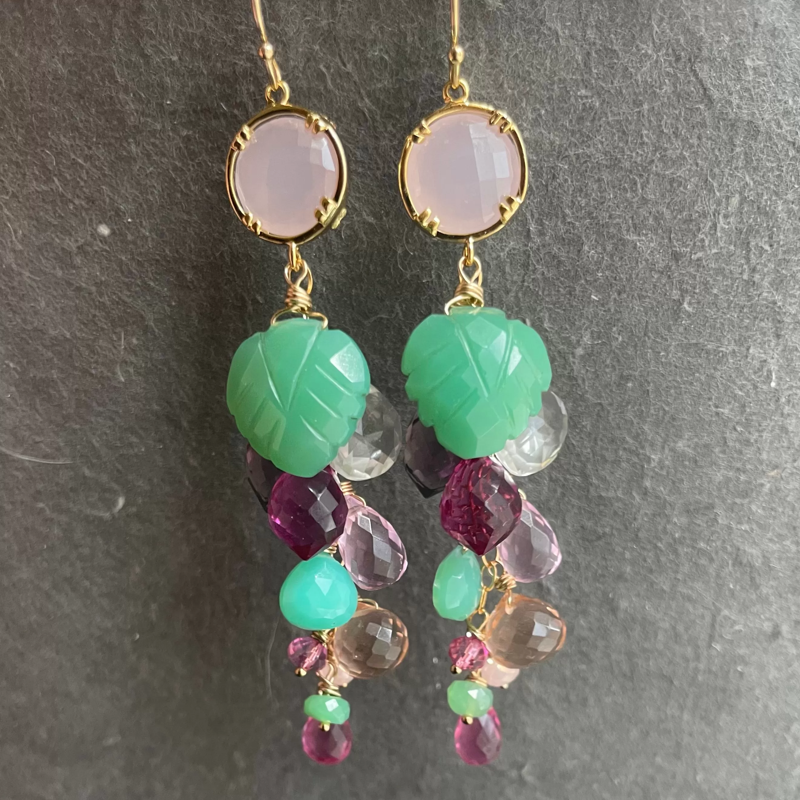 Garden of Happiness Gemstone  Cascade earrings