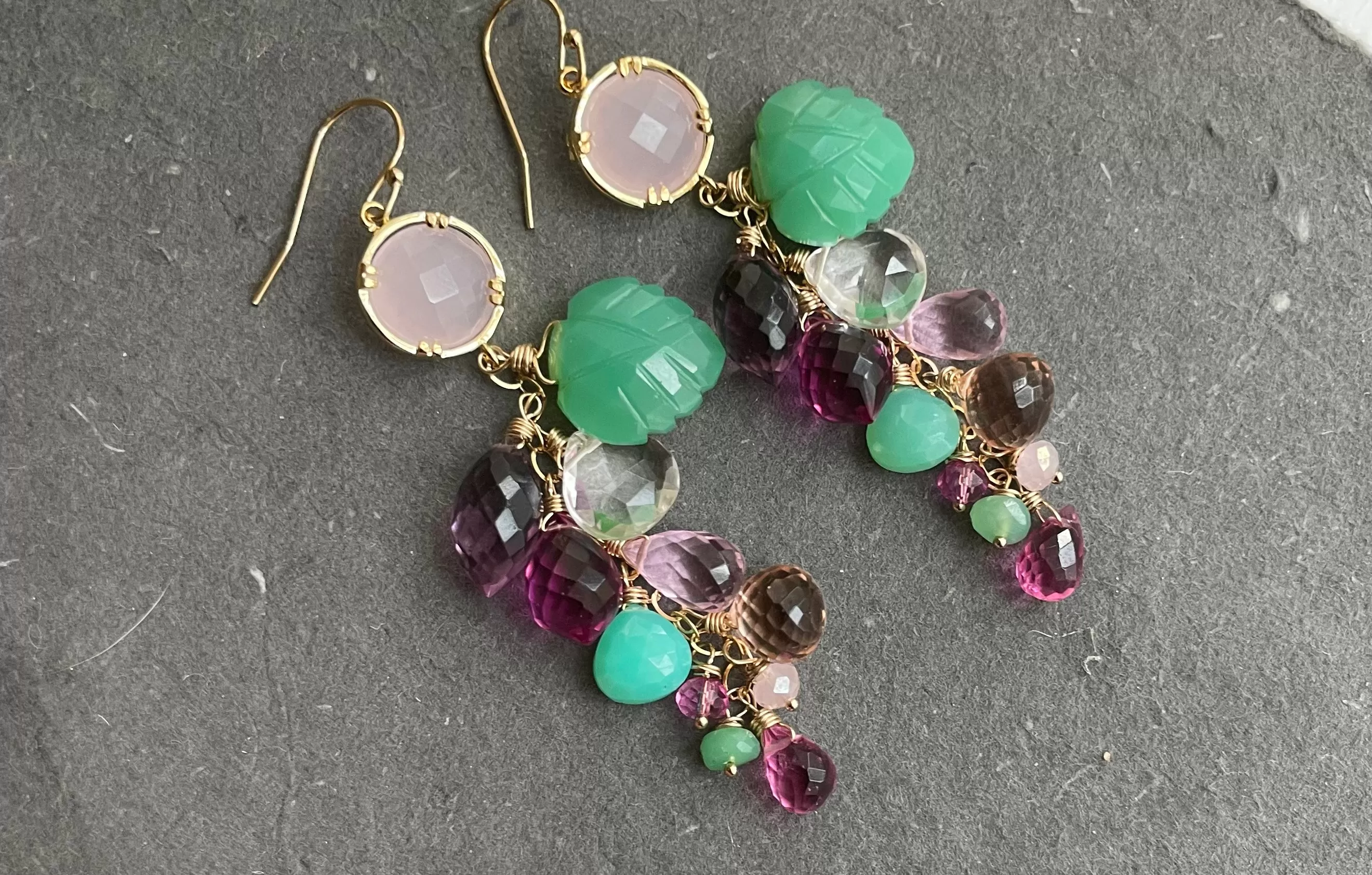 Garden of Happiness Gemstone  Cascade earrings