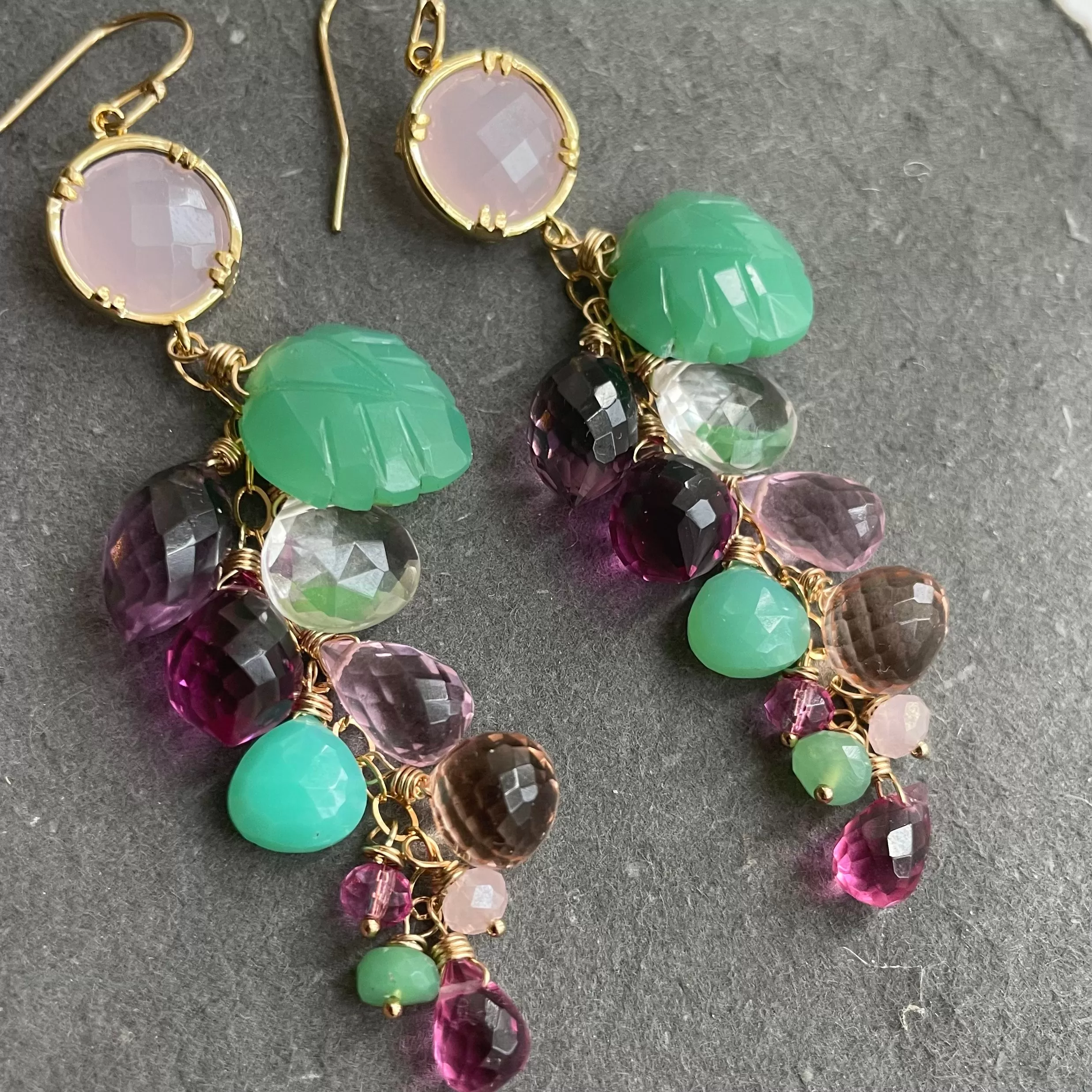 Garden of Happiness Gemstone  Cascade earrings