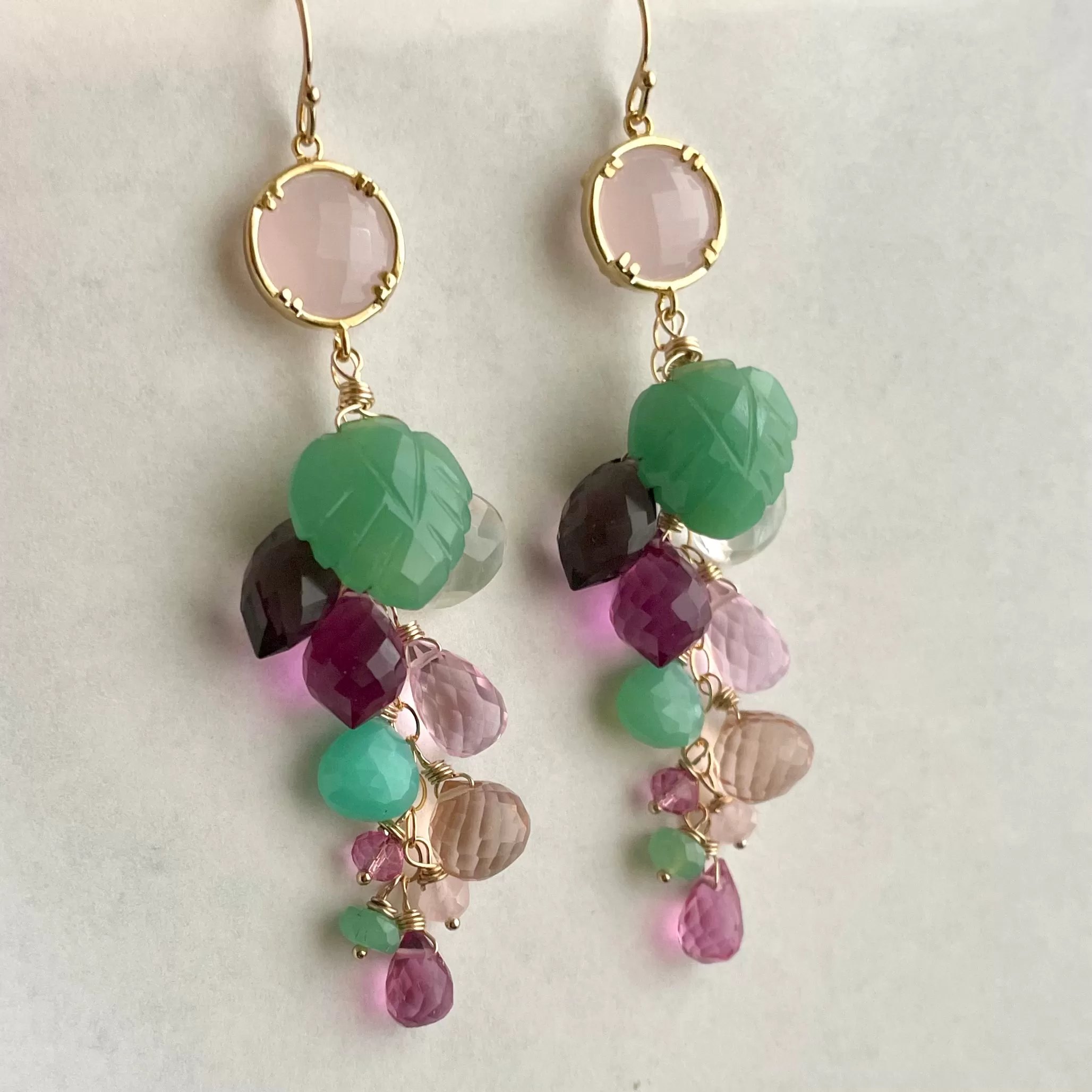 Garden of Happiness Gemstone  Cascade earrings