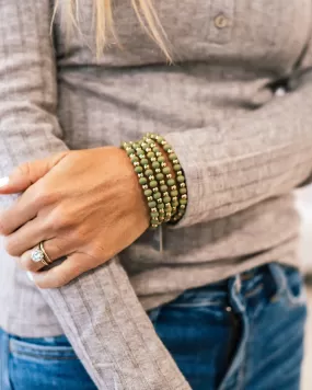 Gold and Dark Mint Wooden Beaded Bracelets