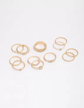 Gold Glamorous Rope Ring Pack