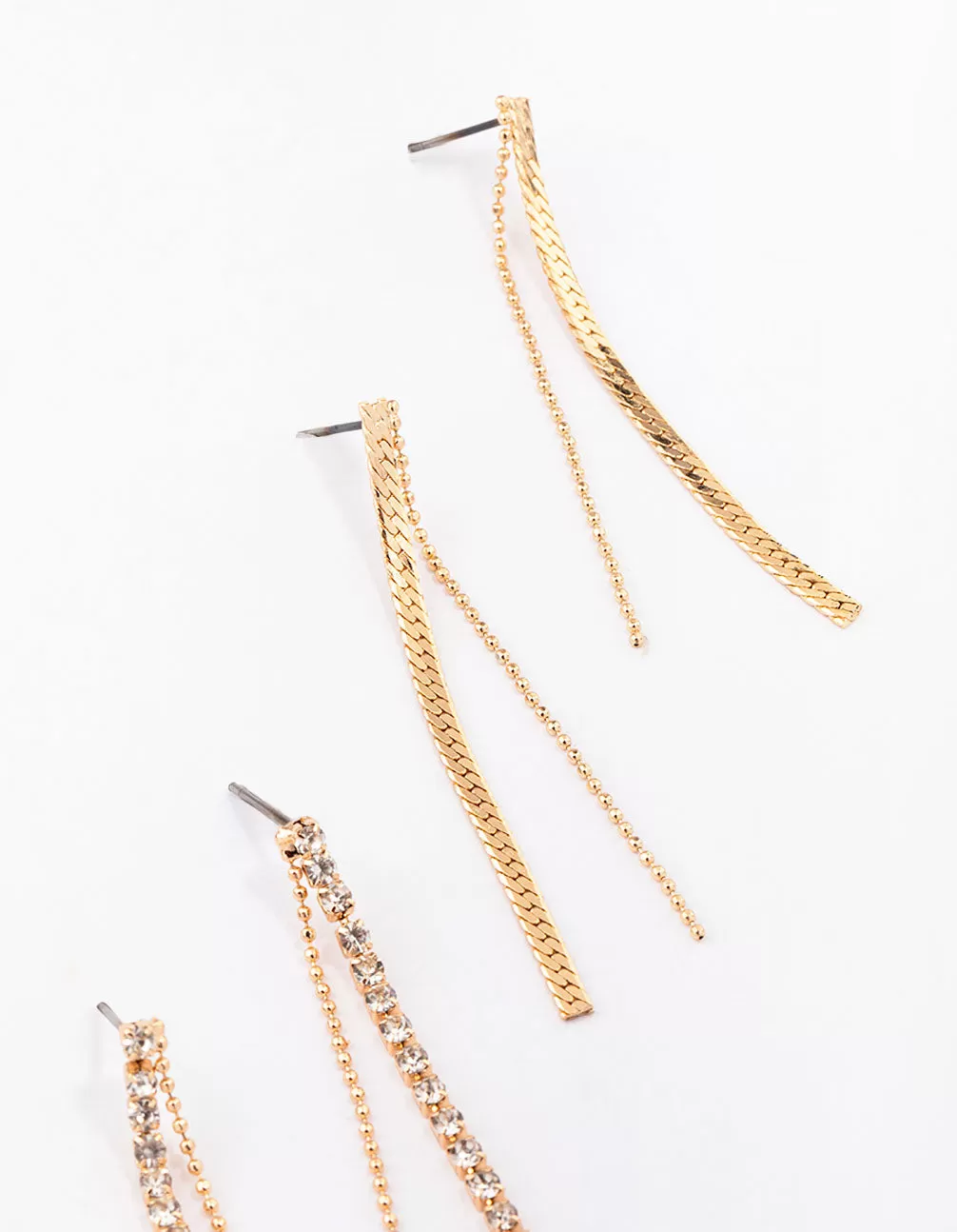 Gold Multi Chain Drop Earring 3-Pack