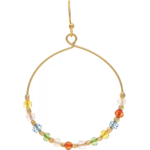 Gold Multicolor Glass Bead Circle Earring