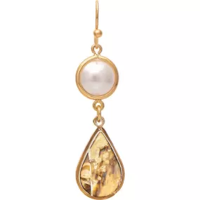 Gold Pearl Top Shell Star Teardrop Earring