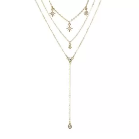 Gold Starburst Lariat Necklace