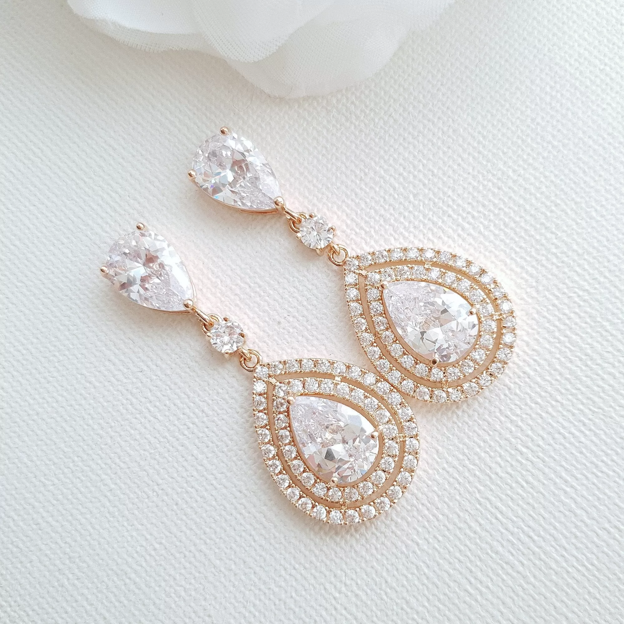 Gold Teardrop Earrings for Weddings- Joni