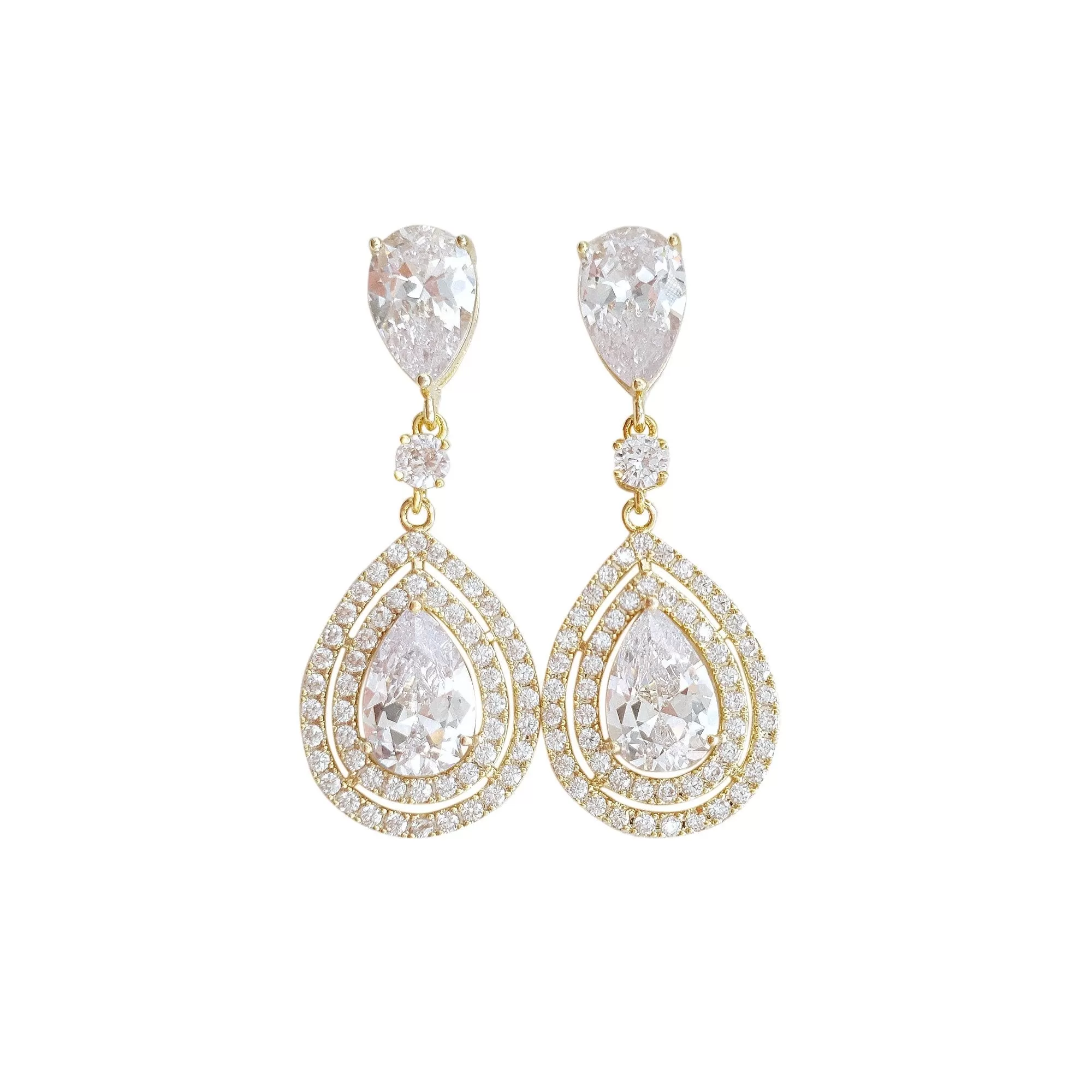 Gold Teardrop Earrings for Weddings- Joni