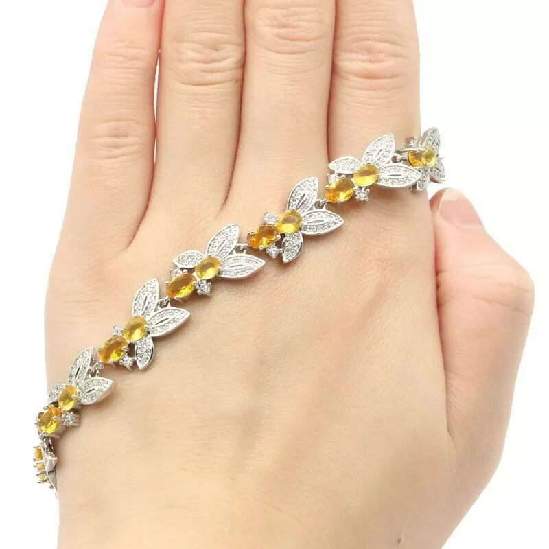 Golden Citrine Micro-Pave Zircon Tennis Bracelet