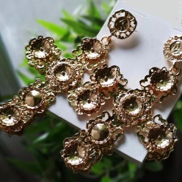 Golden Opulence Cross Earrings