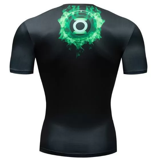 Green Lantern 'Green Flame' Premium Compression Short Sleeve Rash Guard