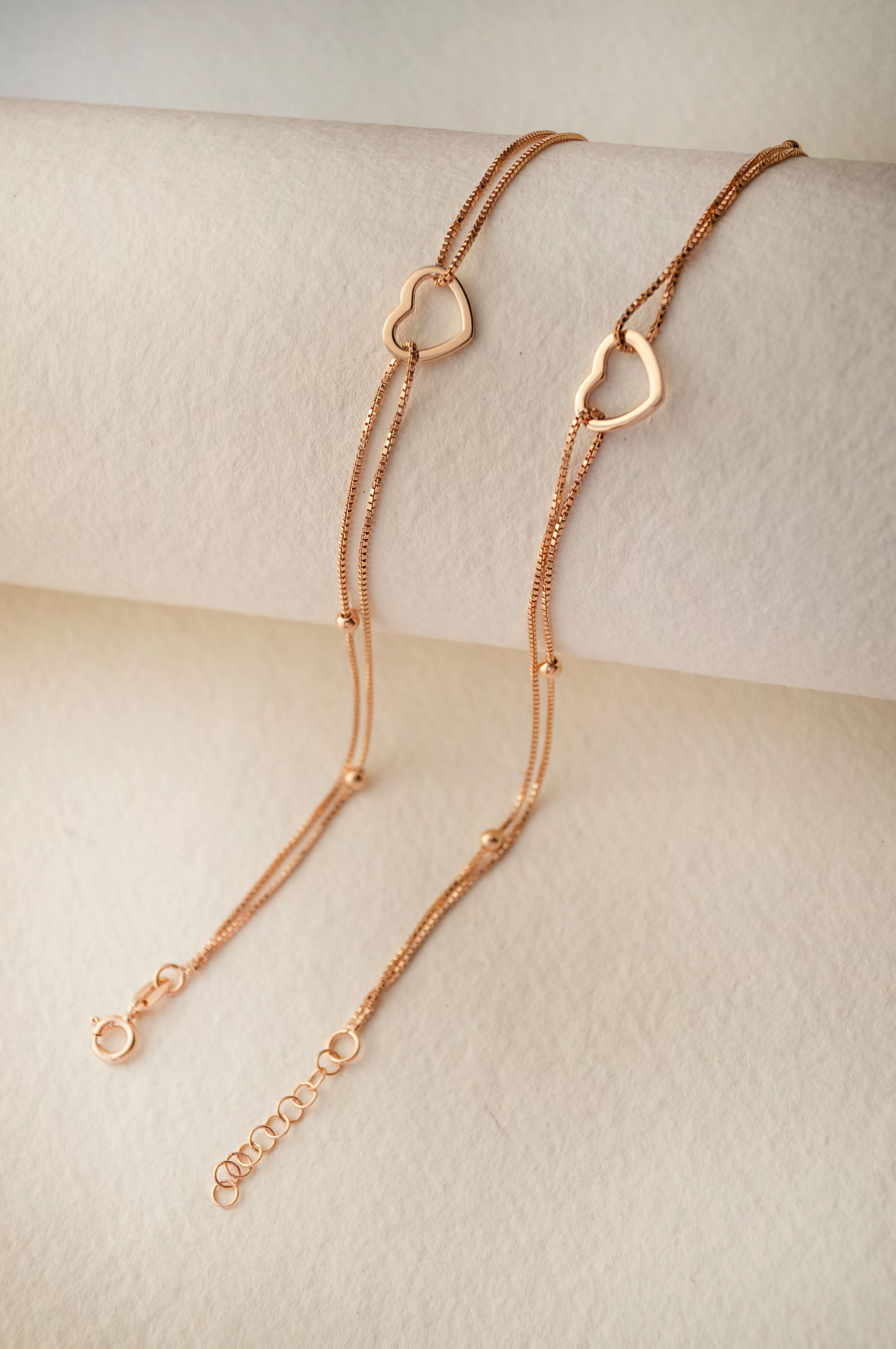 Halo Heart Rose Gold Plated Sterling Silver Anklet