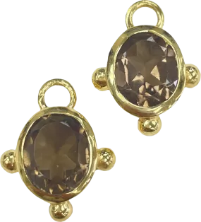 Heavenly London Gold / Smoky Quartz Oval Detachable Drops For Huggies/hoop Earrings