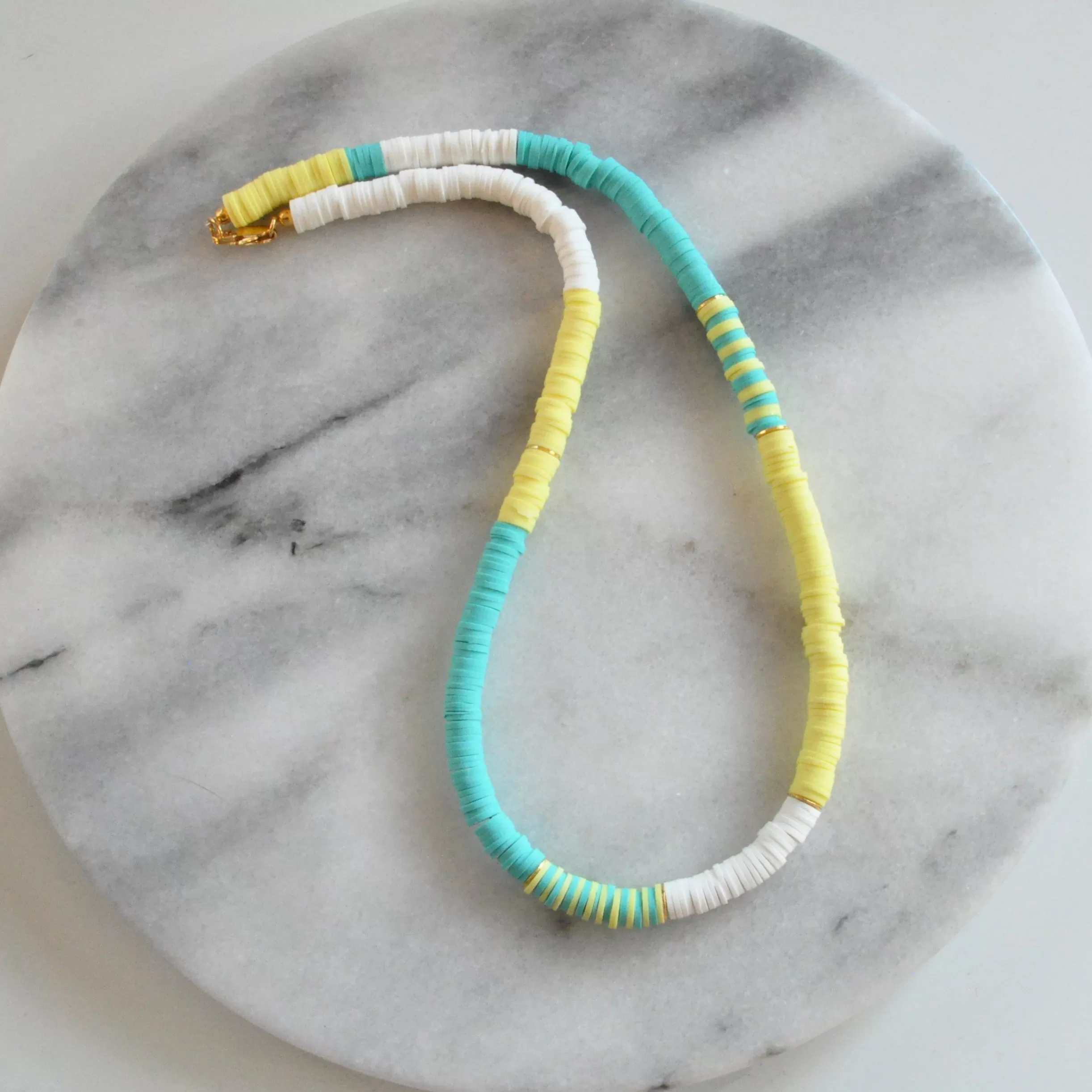 Heishi Bead Necklace - LEMON/ TURQUOISE/ WHITE