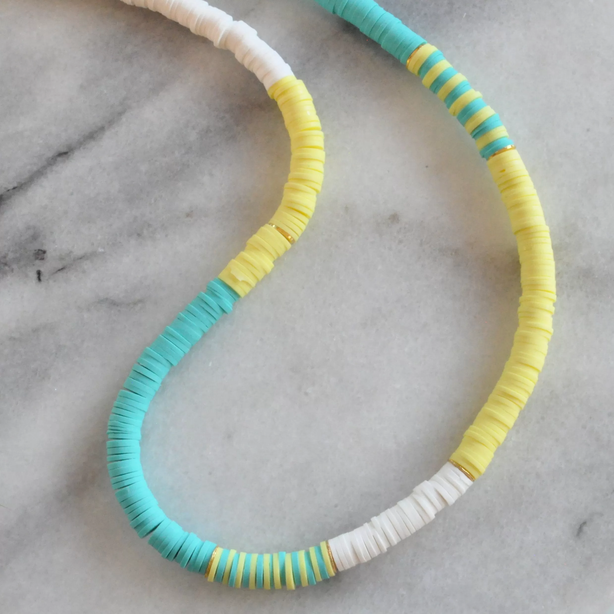 Heishi Bead Necklace - LEMON/ TURQUOISE/ WHITE