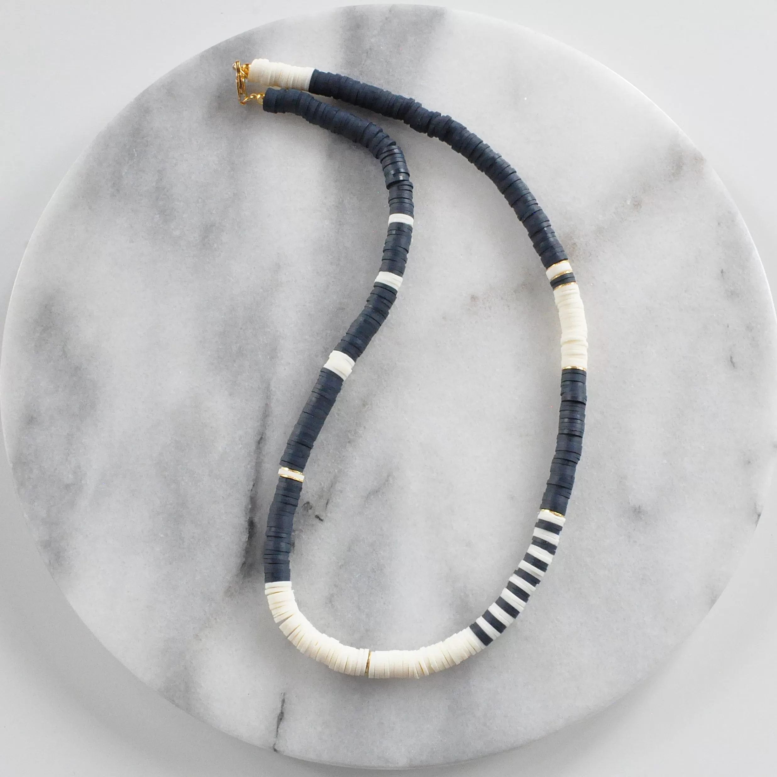 Heishi Bead Necklace - MIDNIGHT/ IVORY