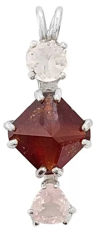 Hessonite Garnet Mini Magician Stone? with Clear Quartz & Rose Quartz