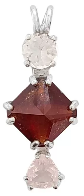 Hessonite Garnet Mini Magician Stone? with Clear Quartz & Rose Quartz