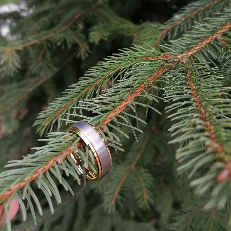 His & Her 6mm/8mm Matte Brushed Yellow Gold Plated Wedding Band Set