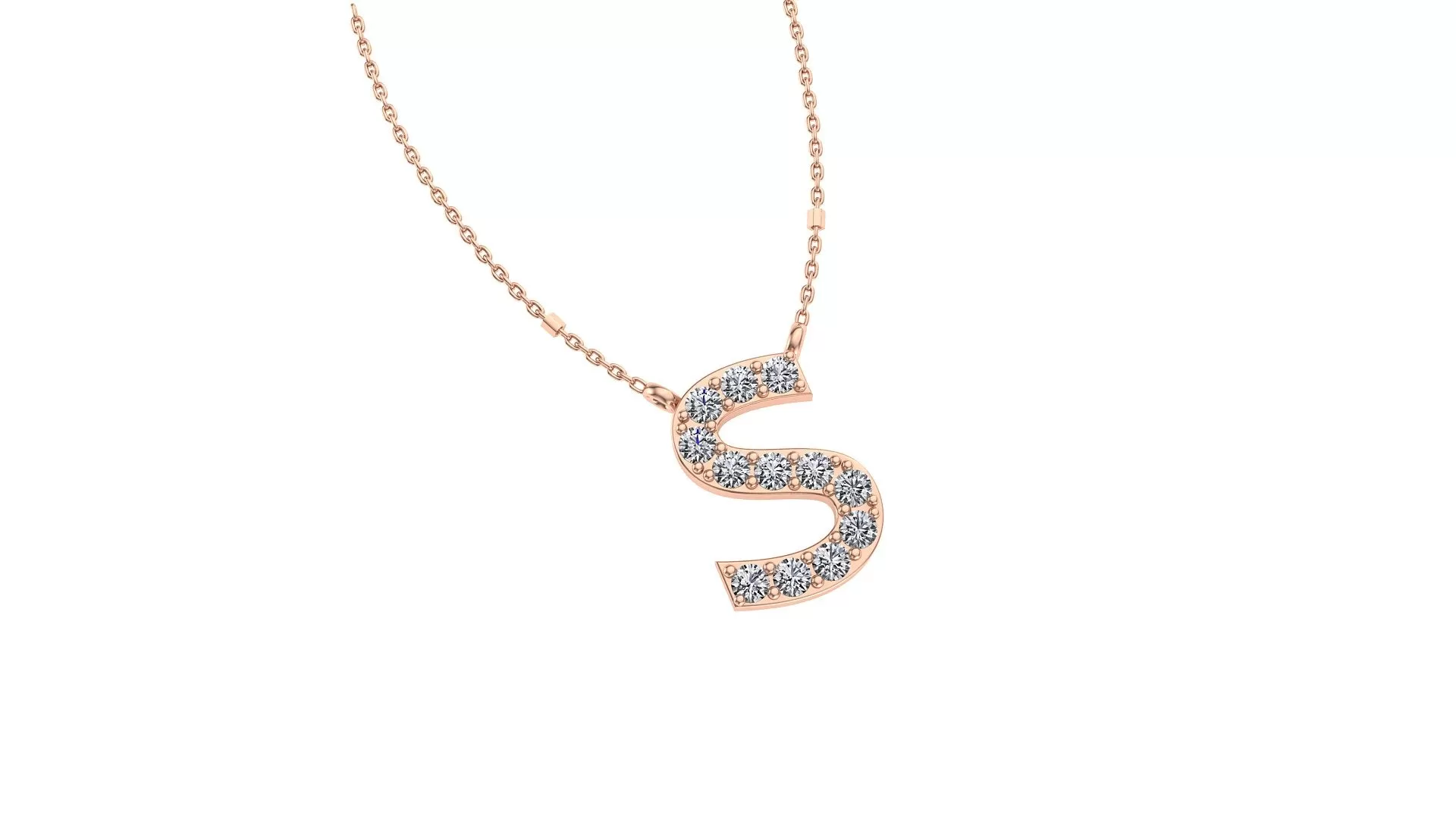 Initial S Diamond Pendant 14K Gold DIP019