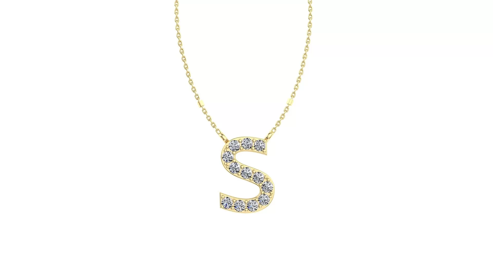 Initial S Diamond Pendant 14K Gold DIP019