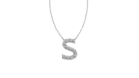 Initial S Diamond Pendant 14K Gold DIP019