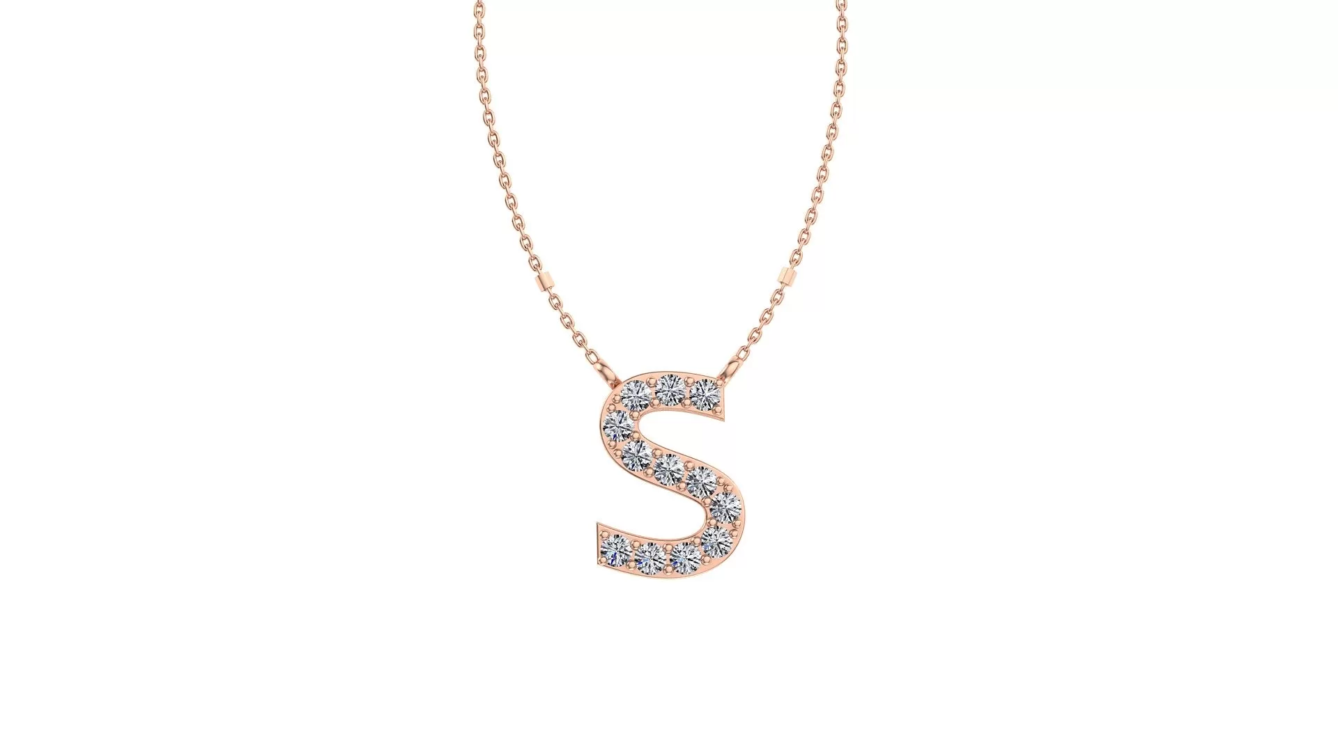 Initial S Diamond Pendant 14K Gold DIP019