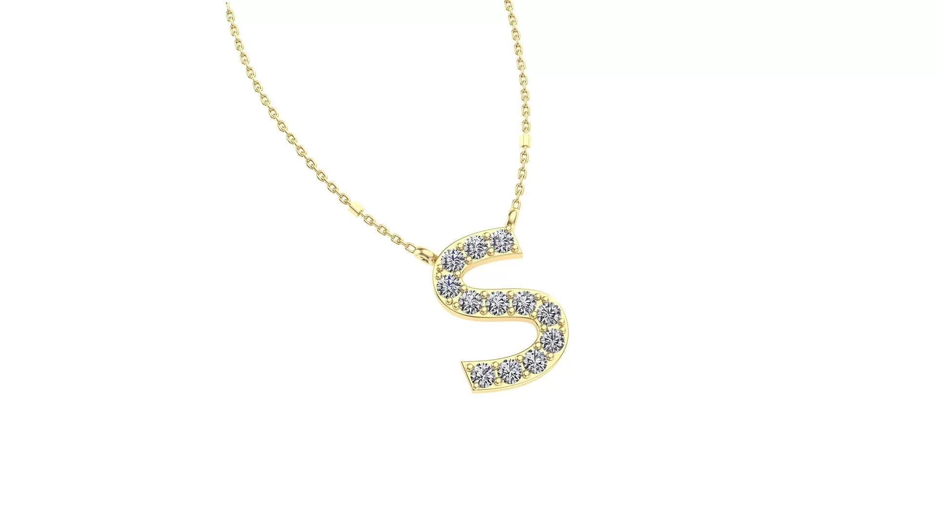 Initial S Diamond Pendant 14K Gold DIP019