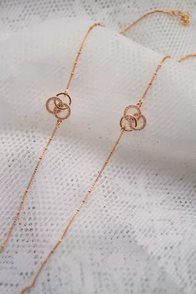 Interlinked Circle Rose Gold Plated Sterling Silver Anklets