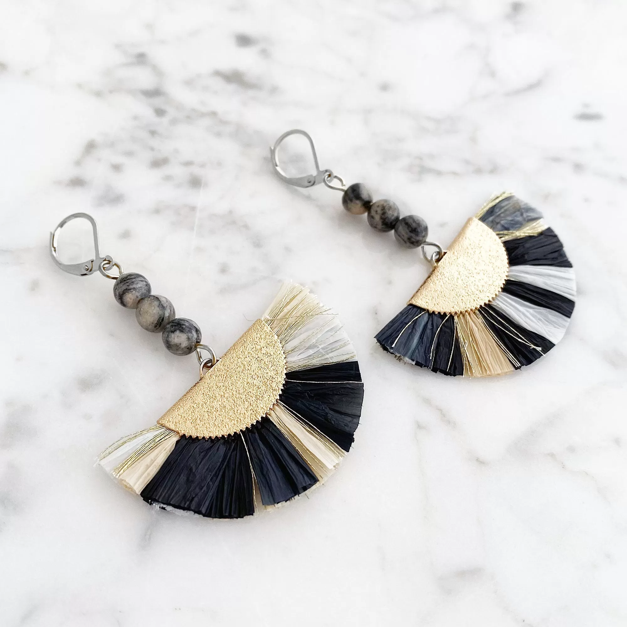 JADON raffia fan earrings