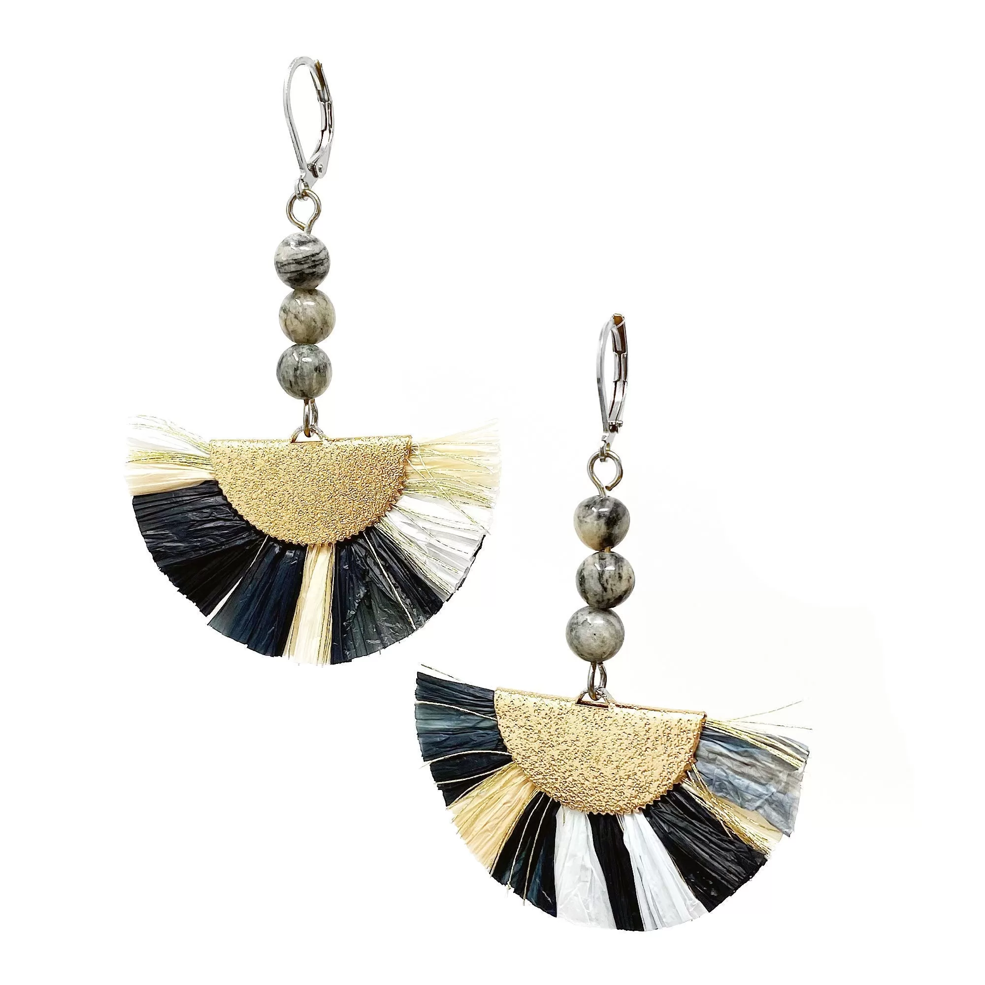 JADON raffia fan earrings