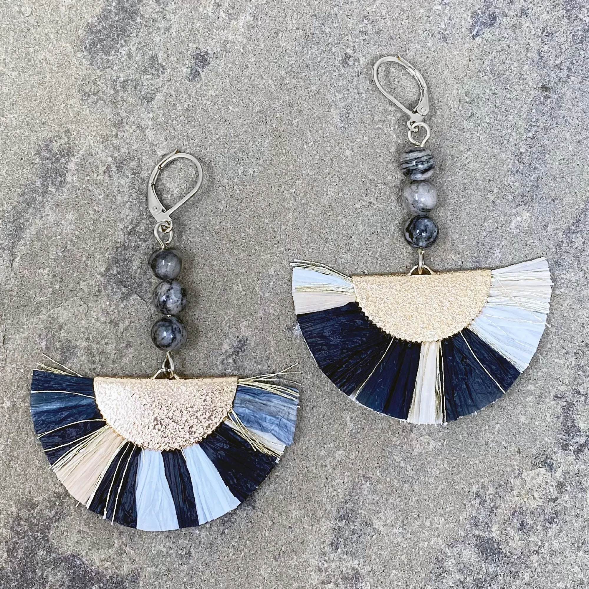 JADON raffia fan earrings