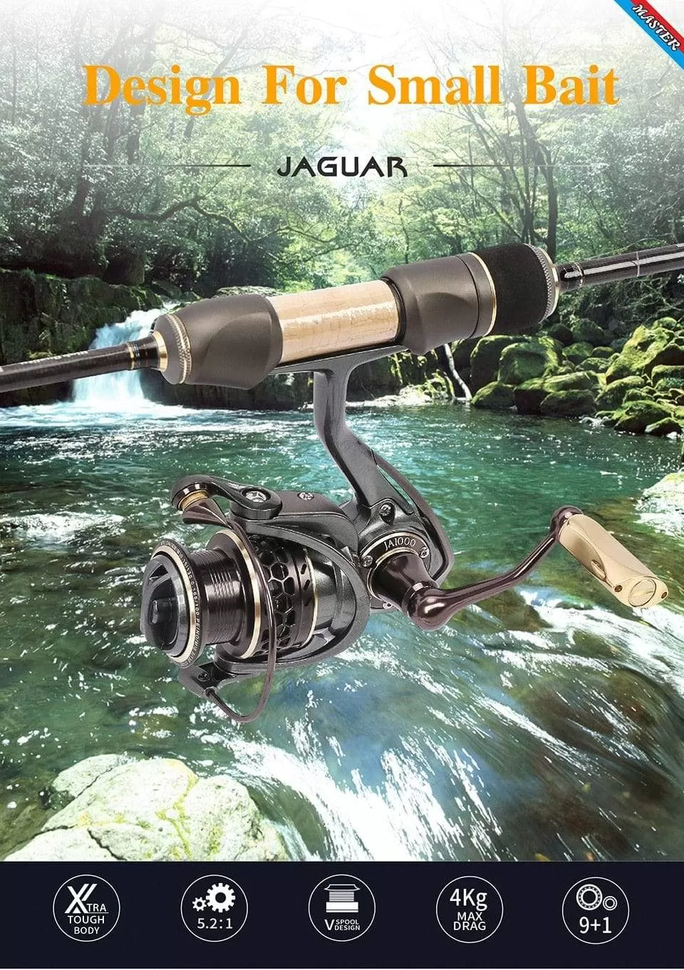 Jaguar 1000 2000 3000 9 1BB Fishing Spinning Reel Carp Saltwater Fishing Reel Spinning Metal Handle 2 Spool Reels Coil