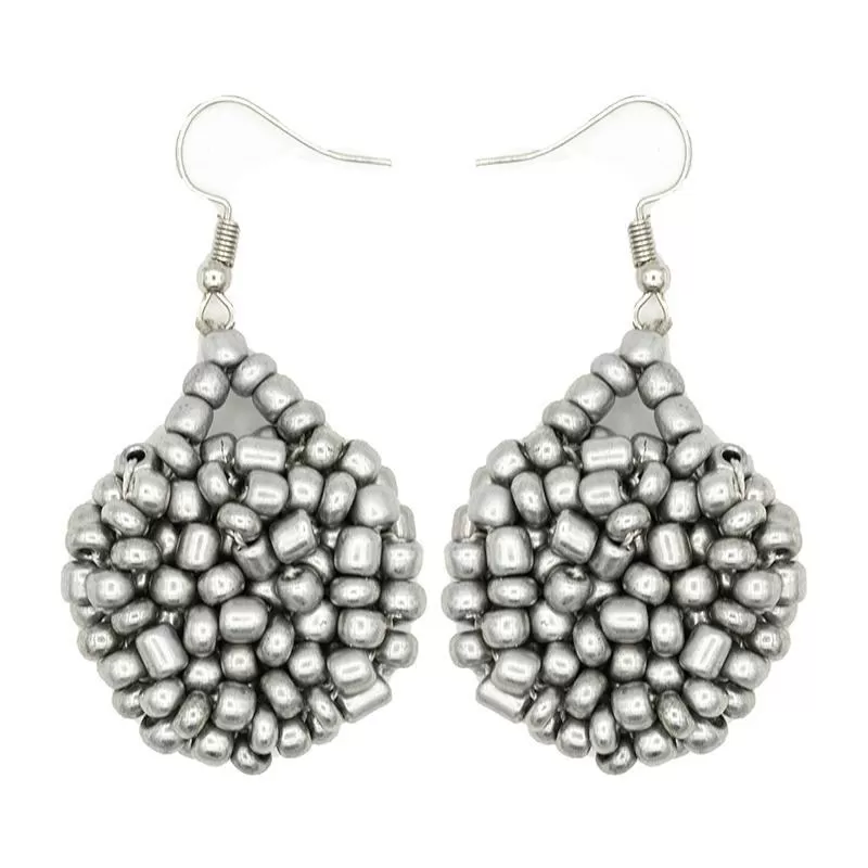 Kanule Beaded Earrings - Silver