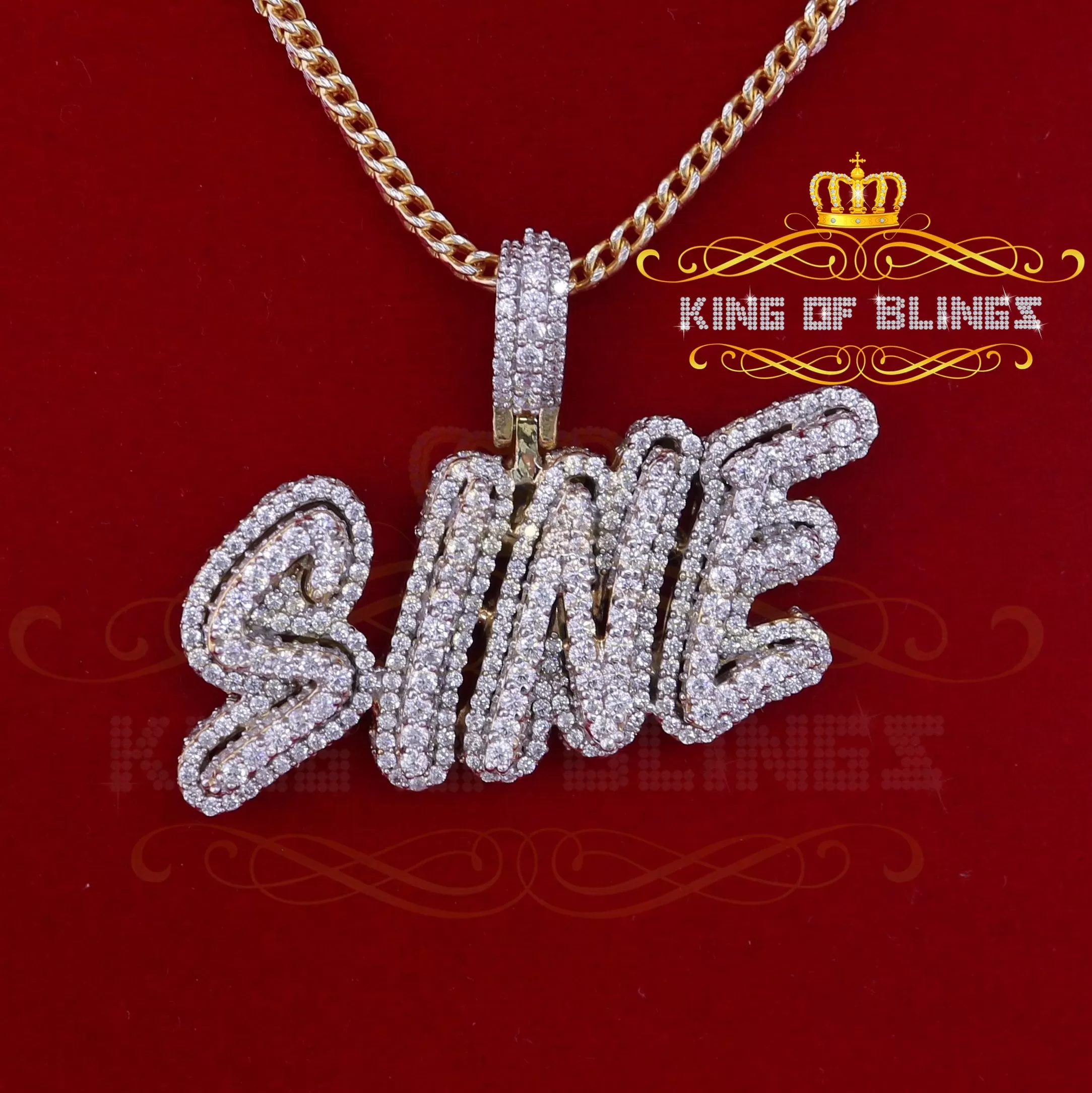 King Of Bling's Make Your Custom Name Design like 'SINE'' 1.00 inch 3D Letter Women's / Men's Initial Necklaces Pendant