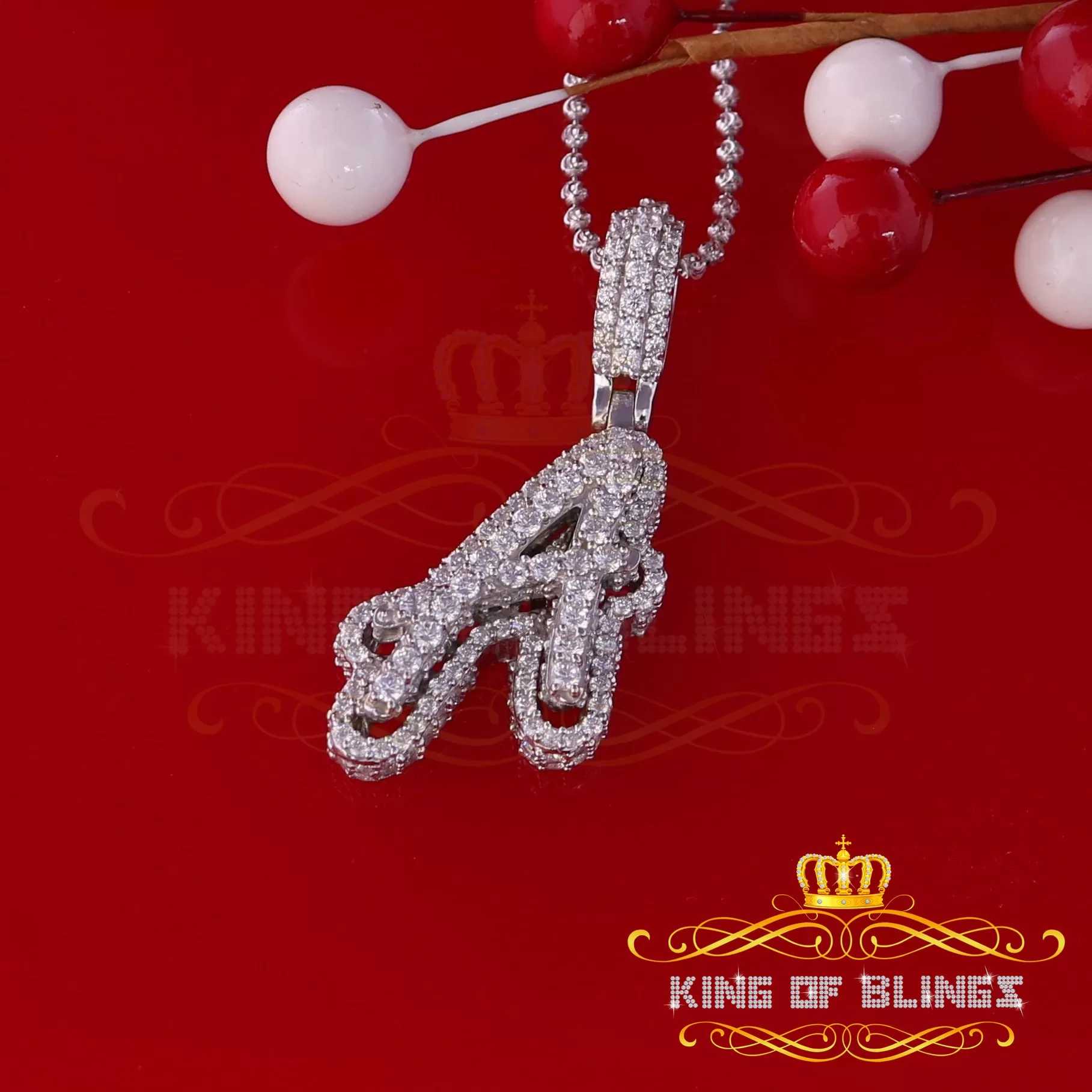 King Of Bling's Make Your Custom Name Design like 'SINE'' 1.00 inch 3D Letter Women's / Men's Initial Necklaces Pendant