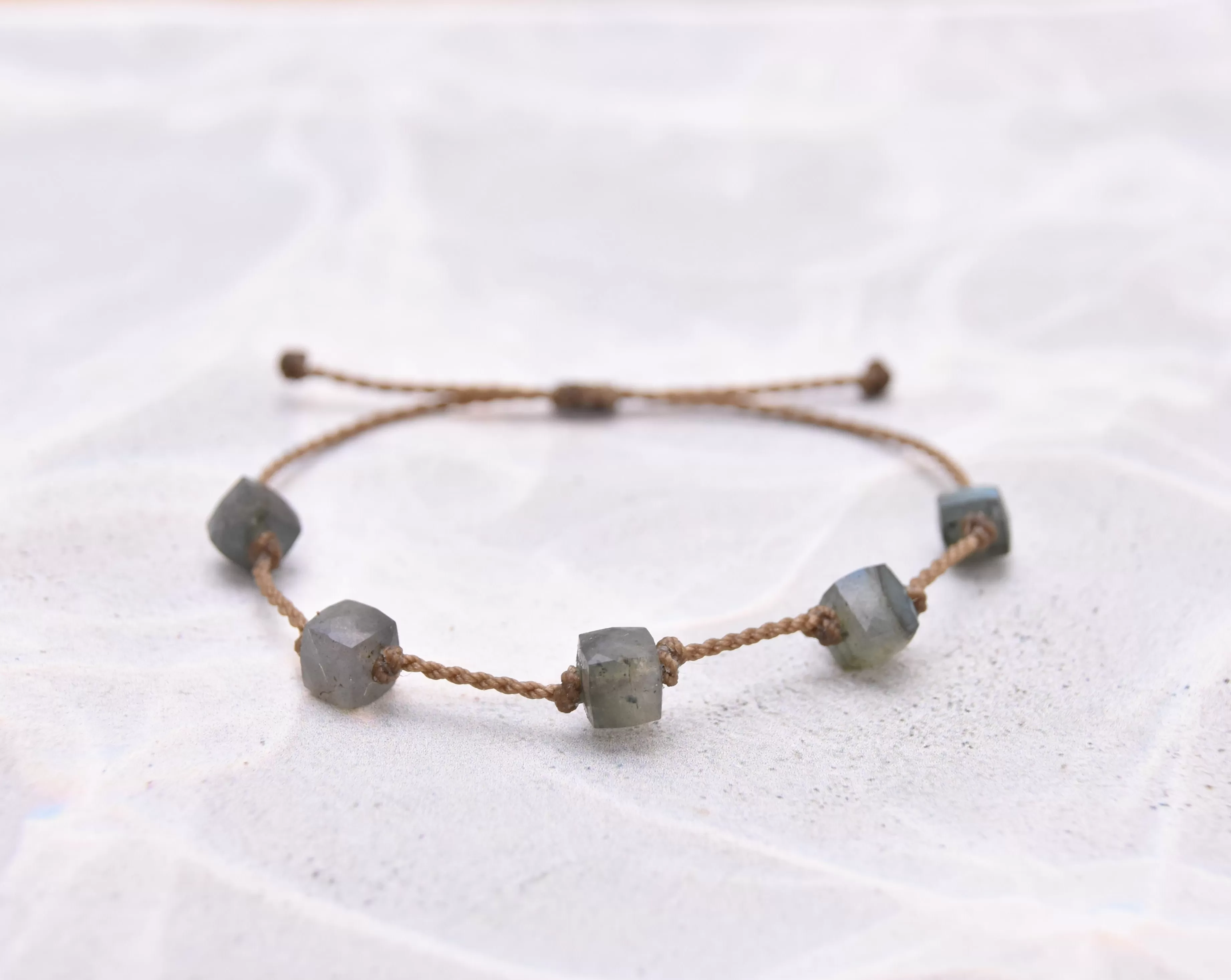 Labradorite & Moonstone Cubes Bracelets