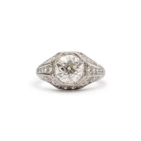 Ladies Antique Art Deco 1.71CT Gia Filigreed Diamond Engagement Ring