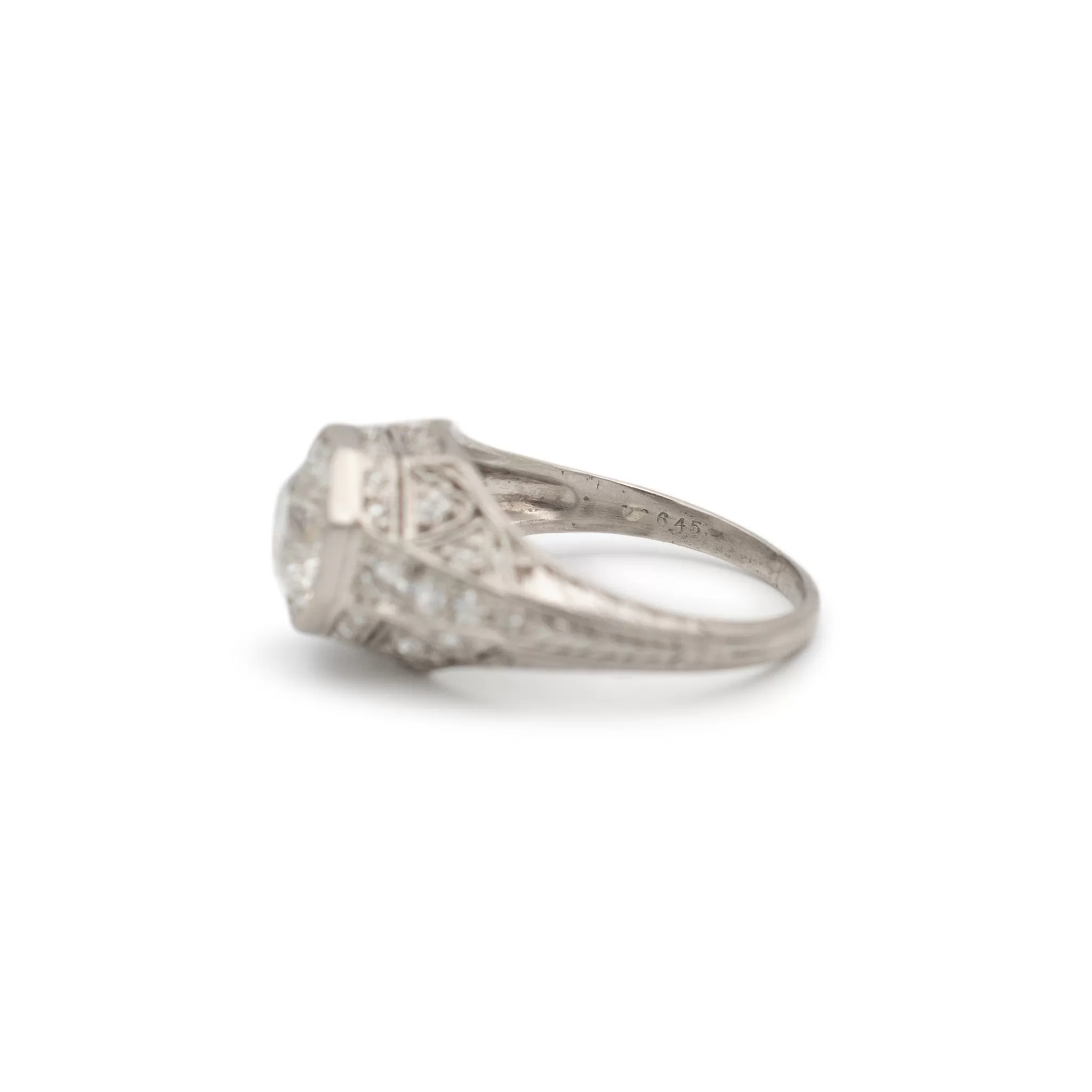 Ladies Antique Art Deco 1.71CT Gia Filigreed Diamond Engagement Ring