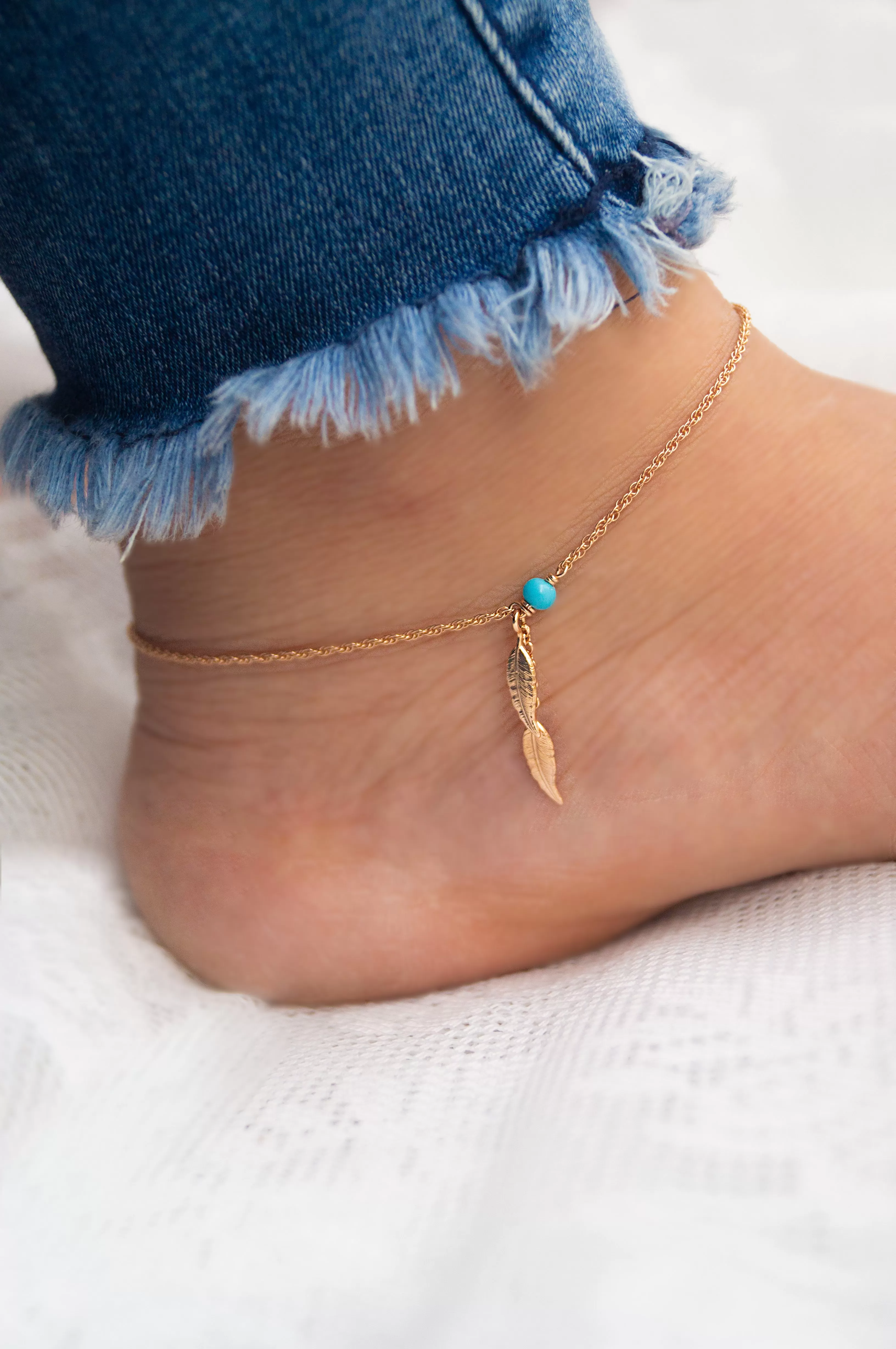 Leafy Charm Rose Gold Plated Sterling Silver Anklets